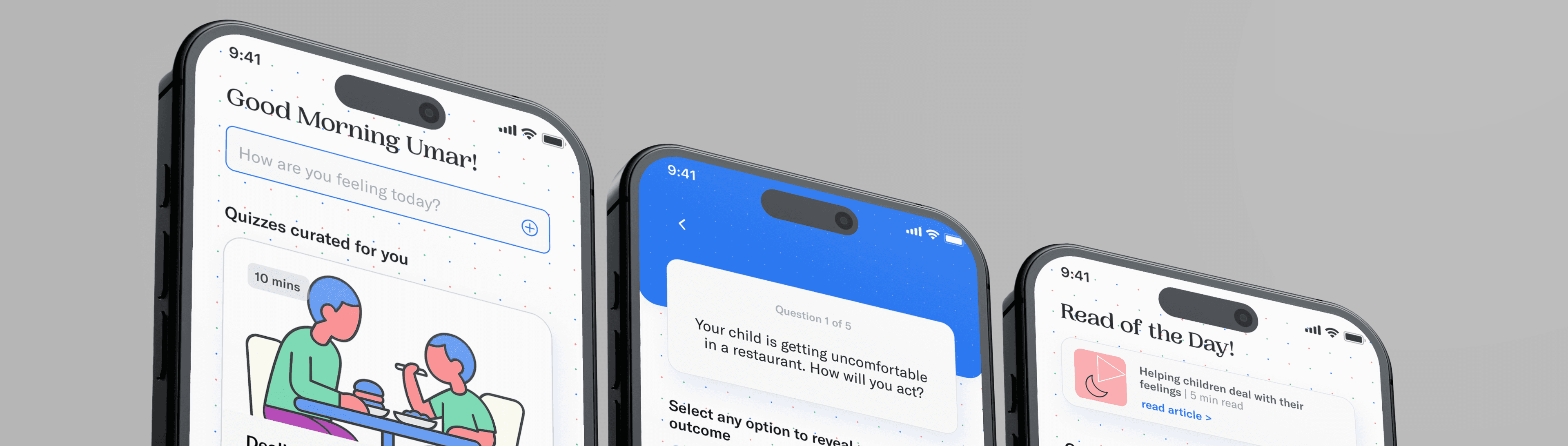 Parentify app screens and brand