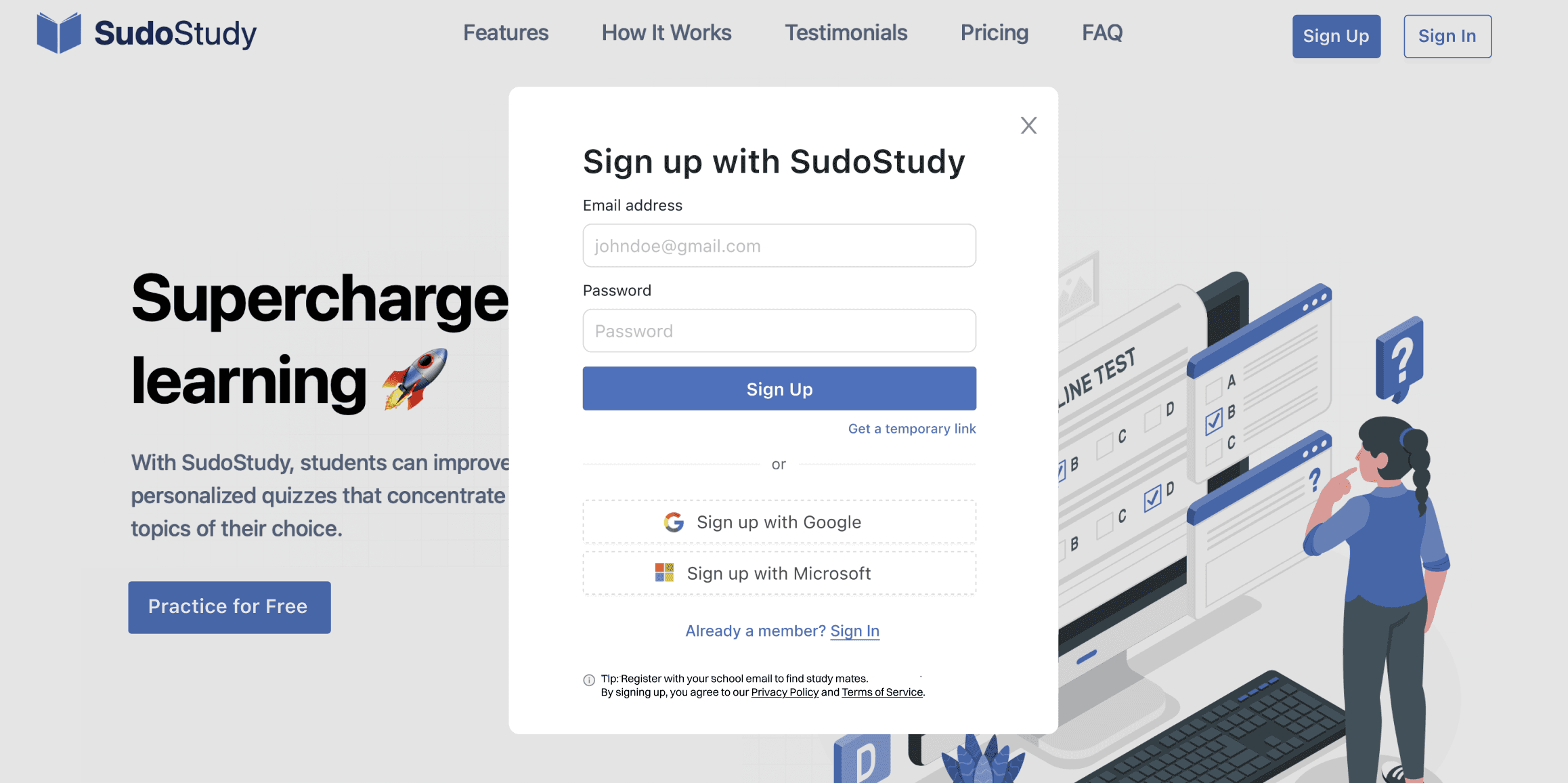 New SudoStudy ‘Getting Started’ modal