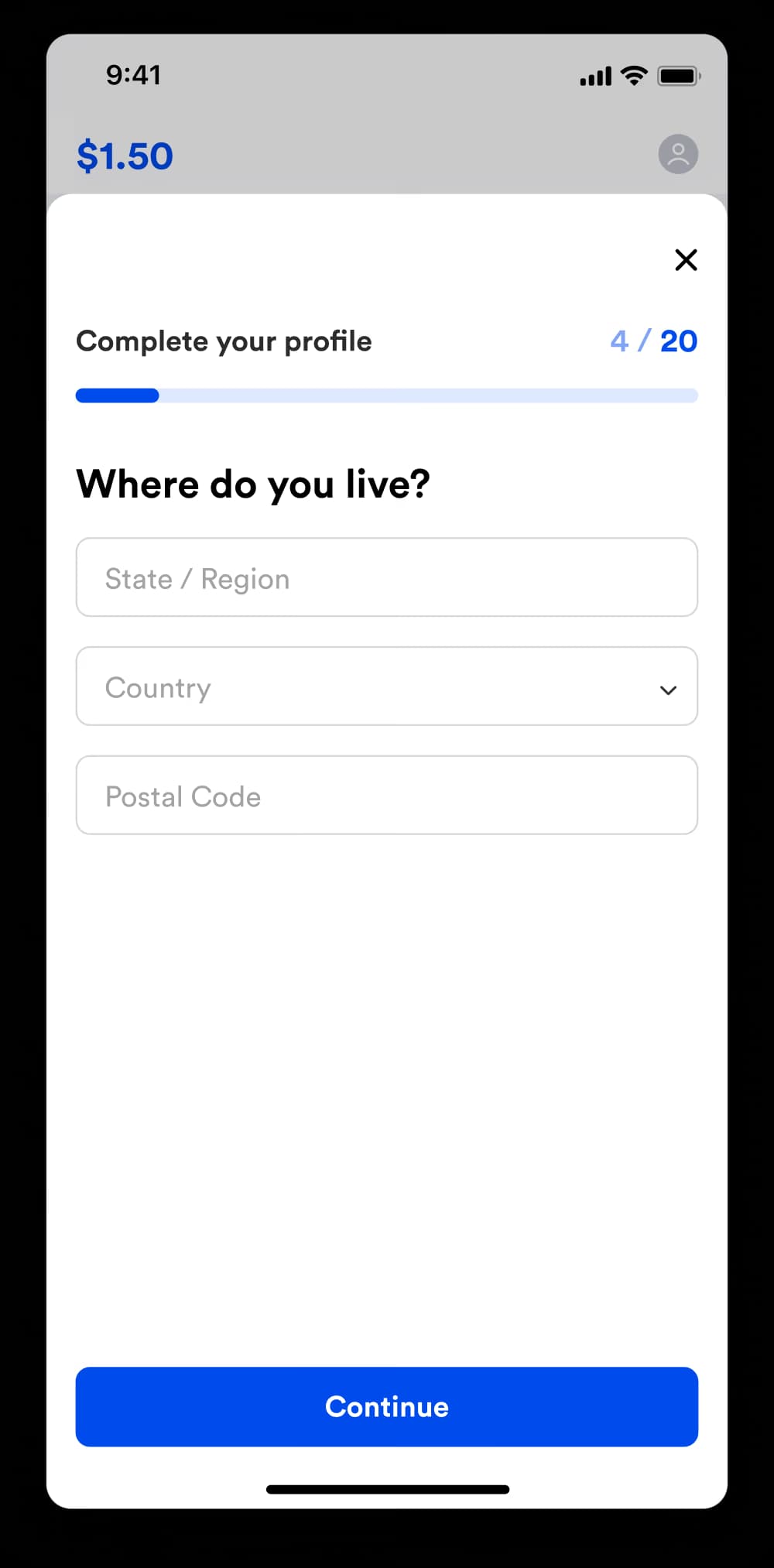 FWIW complete profile screen
