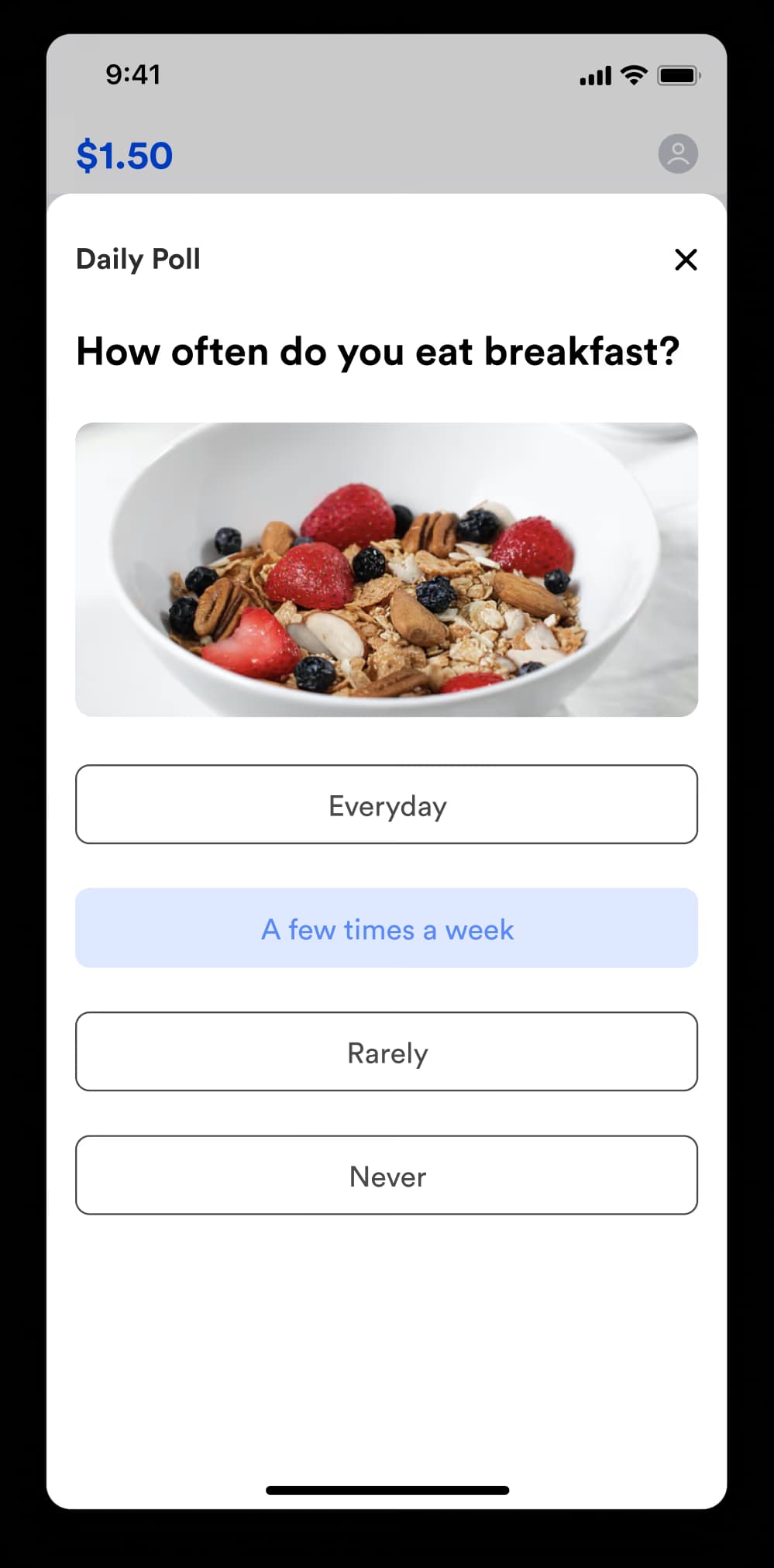 FWIW daily poll survey screen