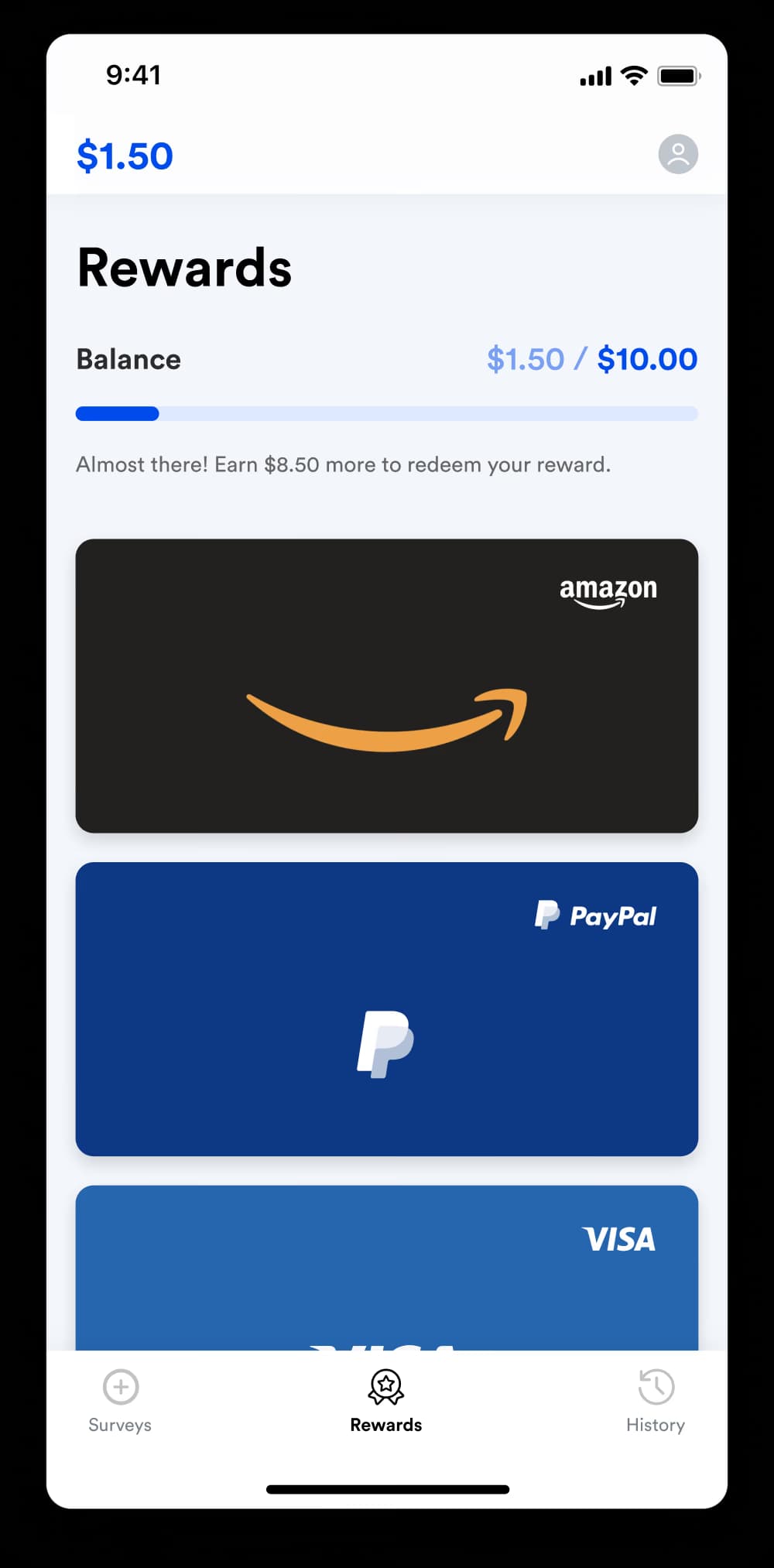 FWIW rewards redemption screen