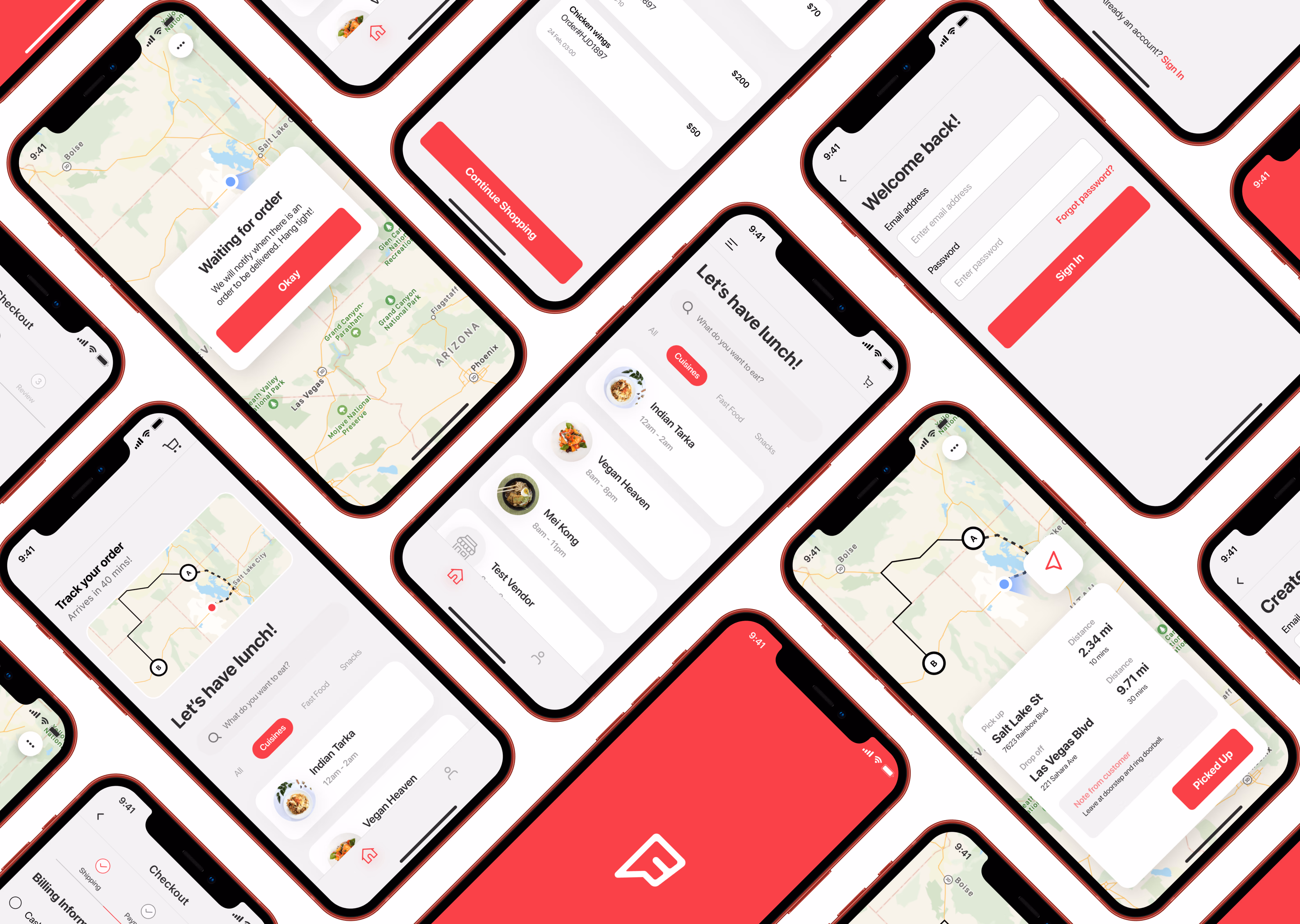 Freakn Fast iOS food delivery mockups
