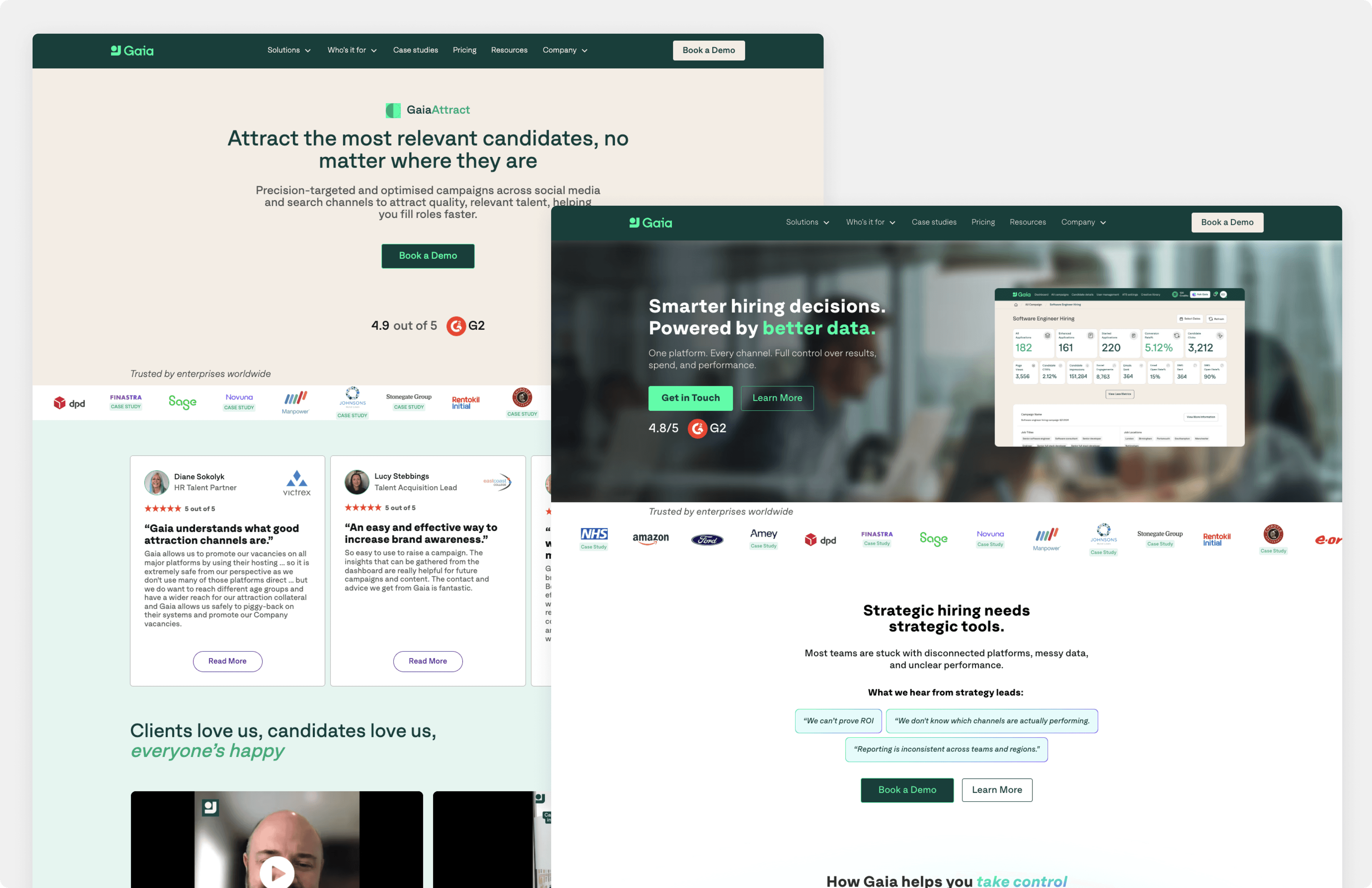 Gaia website — candidate attraction and data-driven hiring pages
