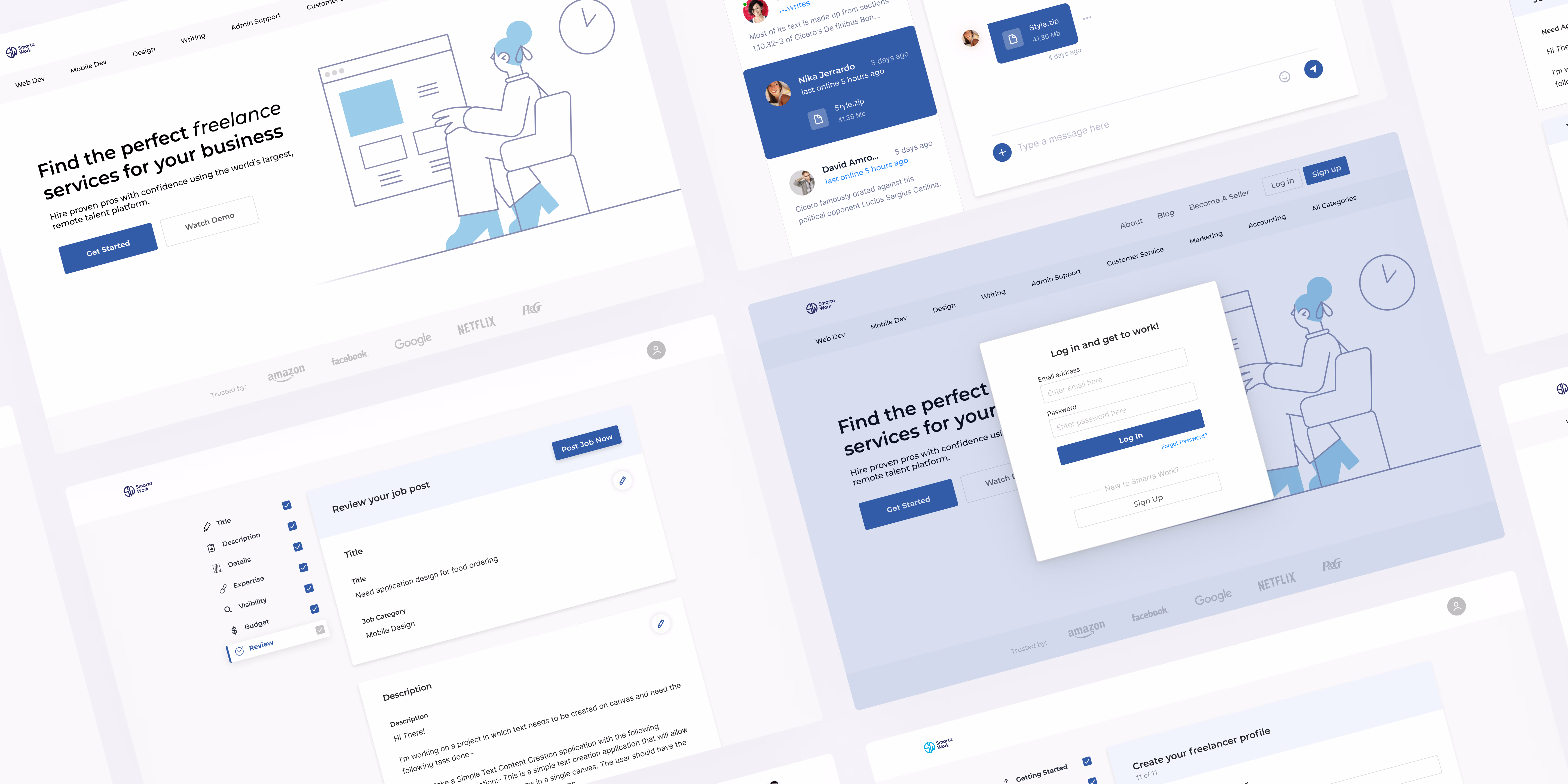 Smarta Work dashboard and platform overview screens